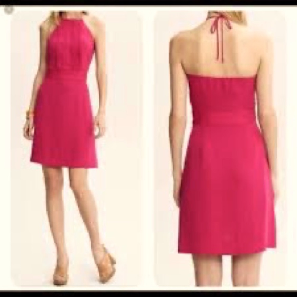 Banana Republic Pink Halter Dress Pleated Front Sz 8